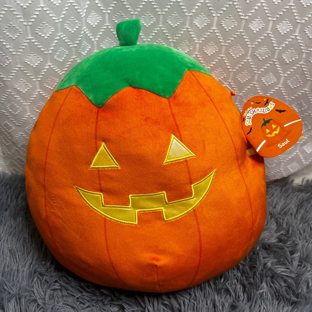 Squishmallows Saul the Pumpkin Plush Halloween Decoration Pillow 12 inch,‎ NWT